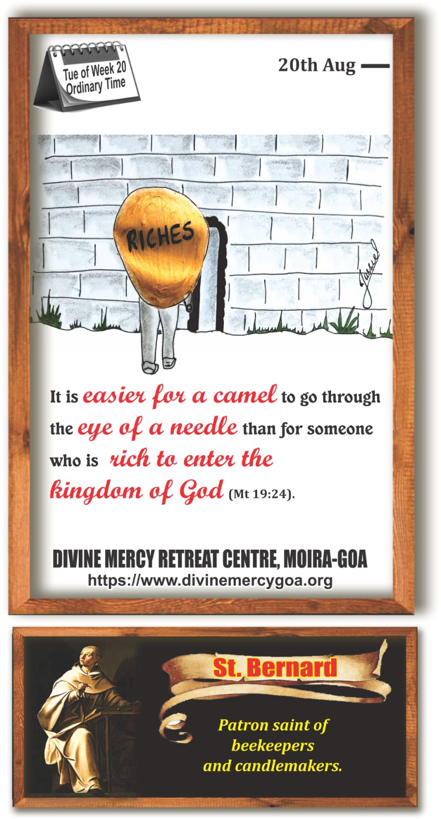 Scripture for the day – 20th August