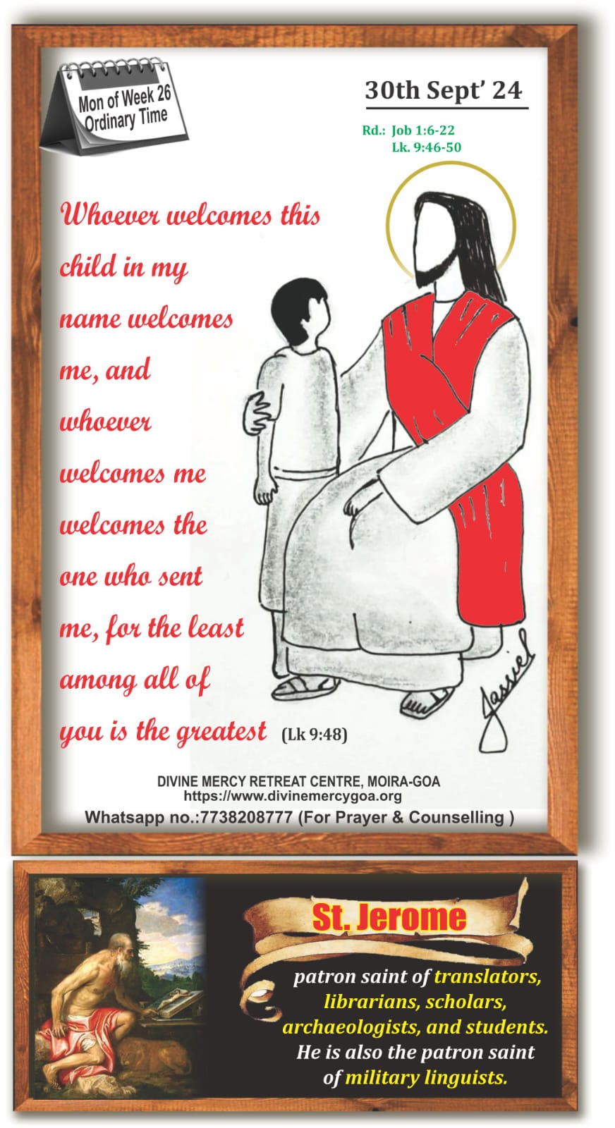 Scripture for the day – 30th September